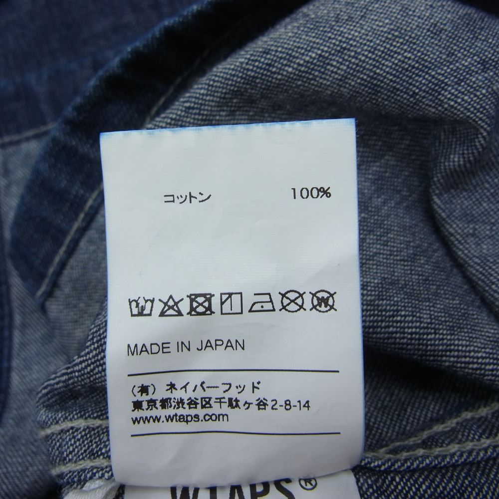 WTAPS ダブルタップス 長袖シャツ 19SS 191WVDT-SHM02 L/S DENIM WORK