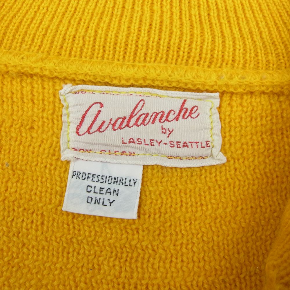 ヴィンテージ Vintage ニット avalanche by LESLEY SEATTLE ウール 100％ ジップアップ ロゴ 刺繍 ニット セーター イエロー系