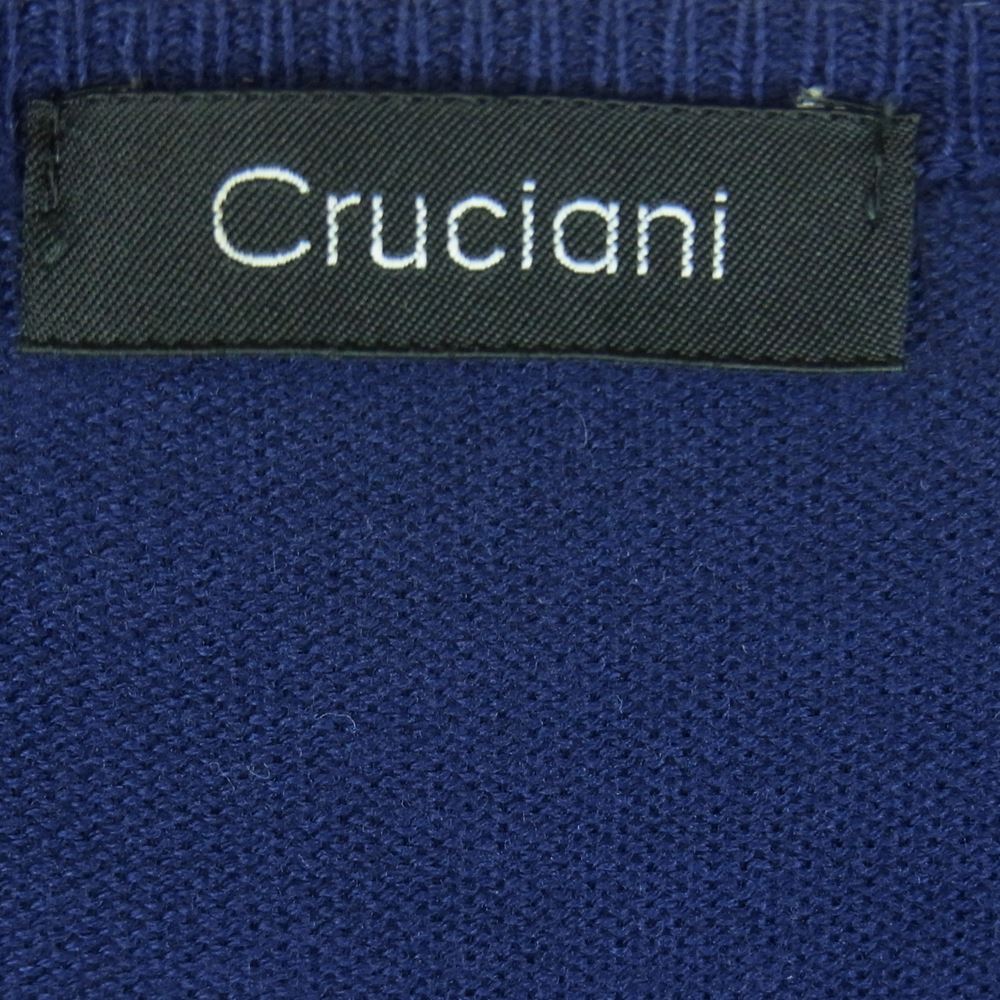 CRUCIANI クルチアーニ Vネック コットン ニット セーター イタリア製 ネイビー系 46