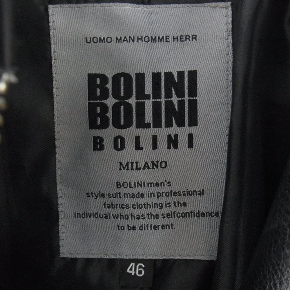 ボリーニ BOLINI レザージャケット レザー シングル ライダースジャケット ブラック系 46