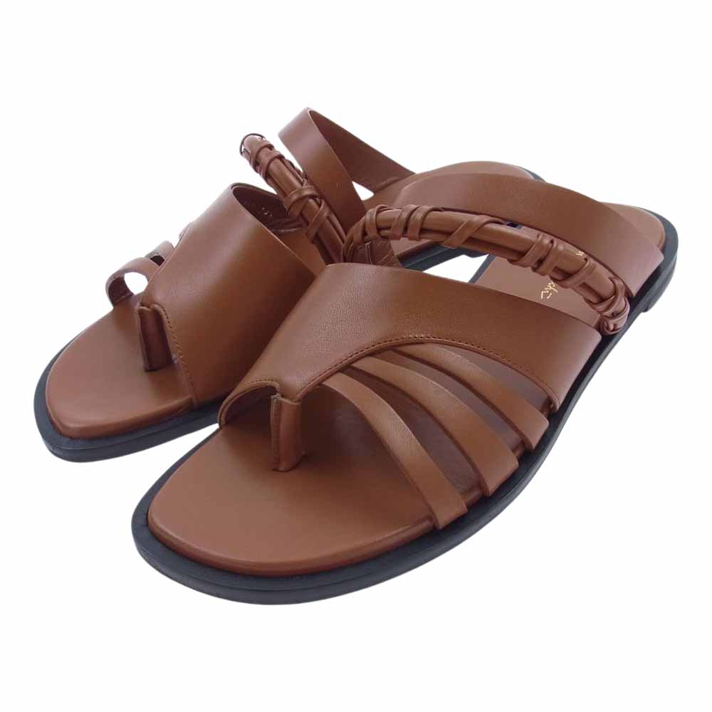 マメクロゴウチ mame kurogouchi サンダル MM23SS-AC307 Plait Detailed Leather Sandals レザー サンダル ブラウン系 24.5cm【極上美品】