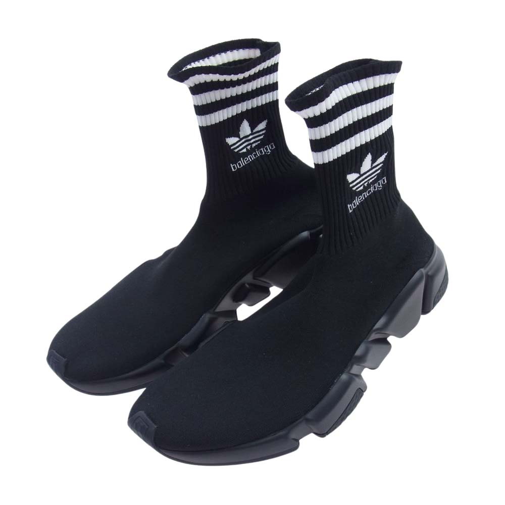 BALENCIAGA バレンシアガ スニーカー 23SS 717591 × ADIDAS アディダス SPEED TRAINER スピードトレーナー ソックス スニーカー ブラック系 EU42(27.5cm)【極上美品】