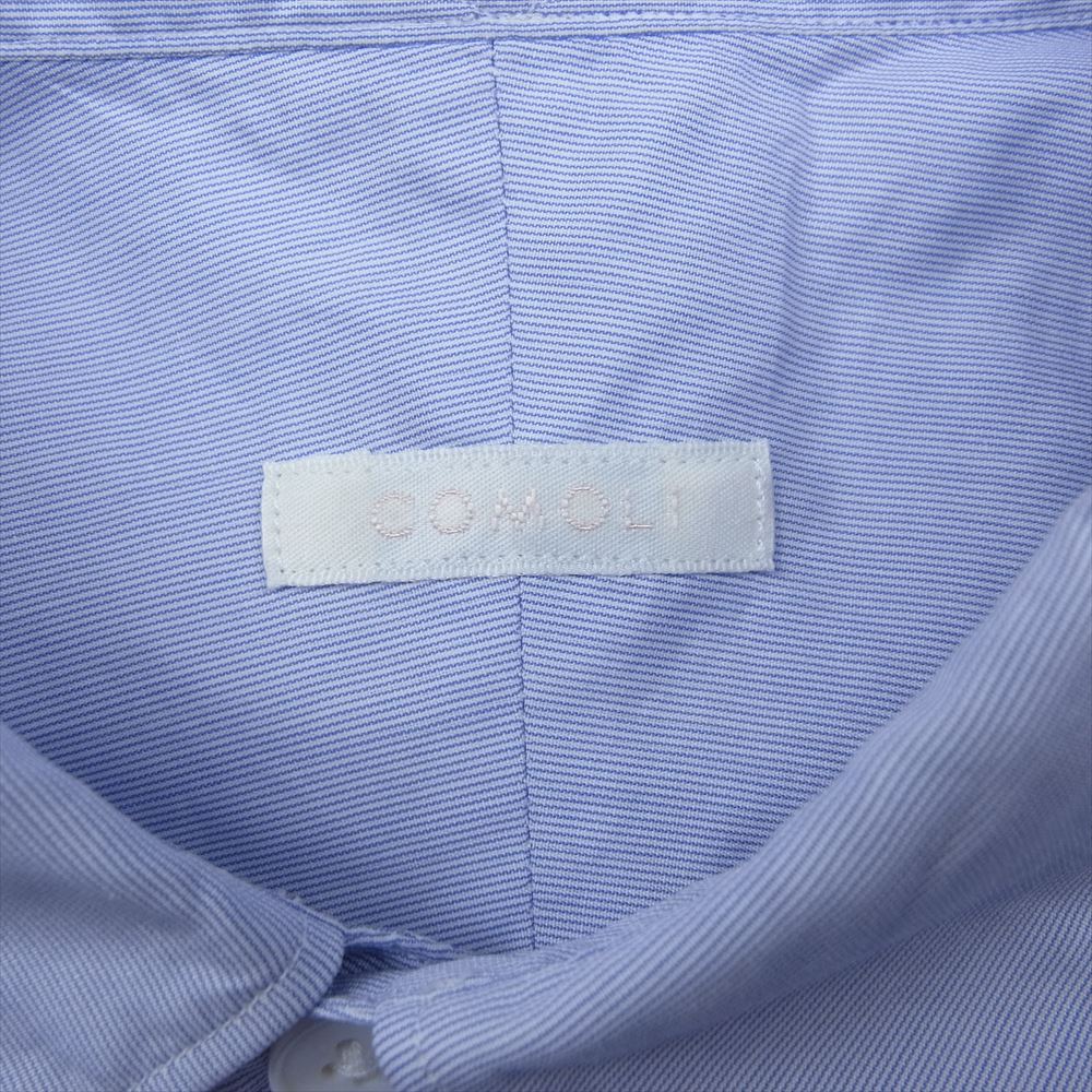 COMOLI コモリ 長袖シャツ 20AW S03-02003 コットンポプリンシャツ SAX ストライプ ブルー系 2
