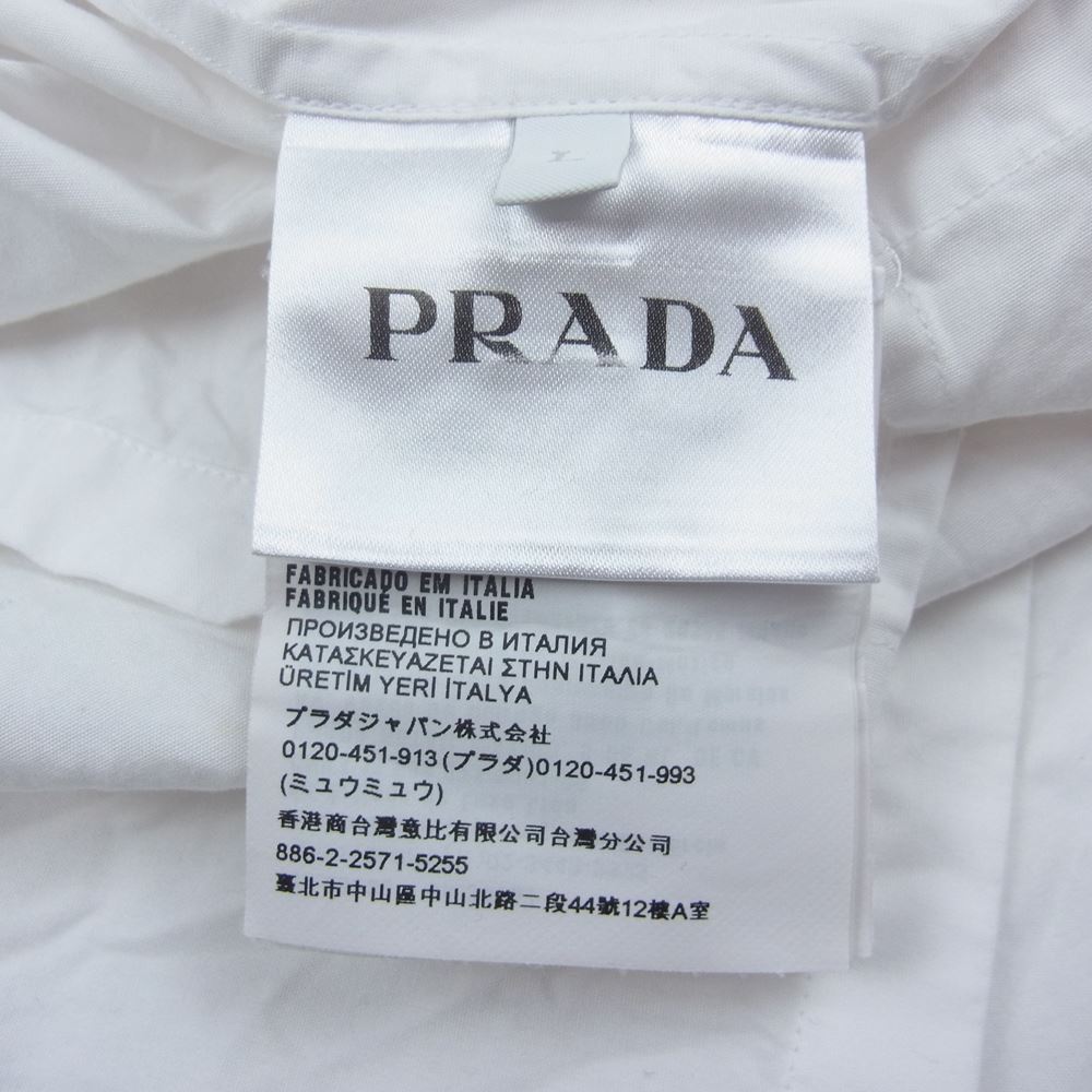 PRADA プラダ UCN336 三角ロゴ トライアングルロゴ フルジップ レギュラー 長袖 シャツ ホワイト系 L