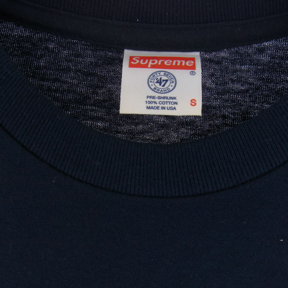Supreme シュプリーム Ｔシャツ 15SS New York Yankees Box Logo Tee ニューヨークヤンキース ボックスロゴ プリント 半袖 Tシャツ ネイビー ネイビー系