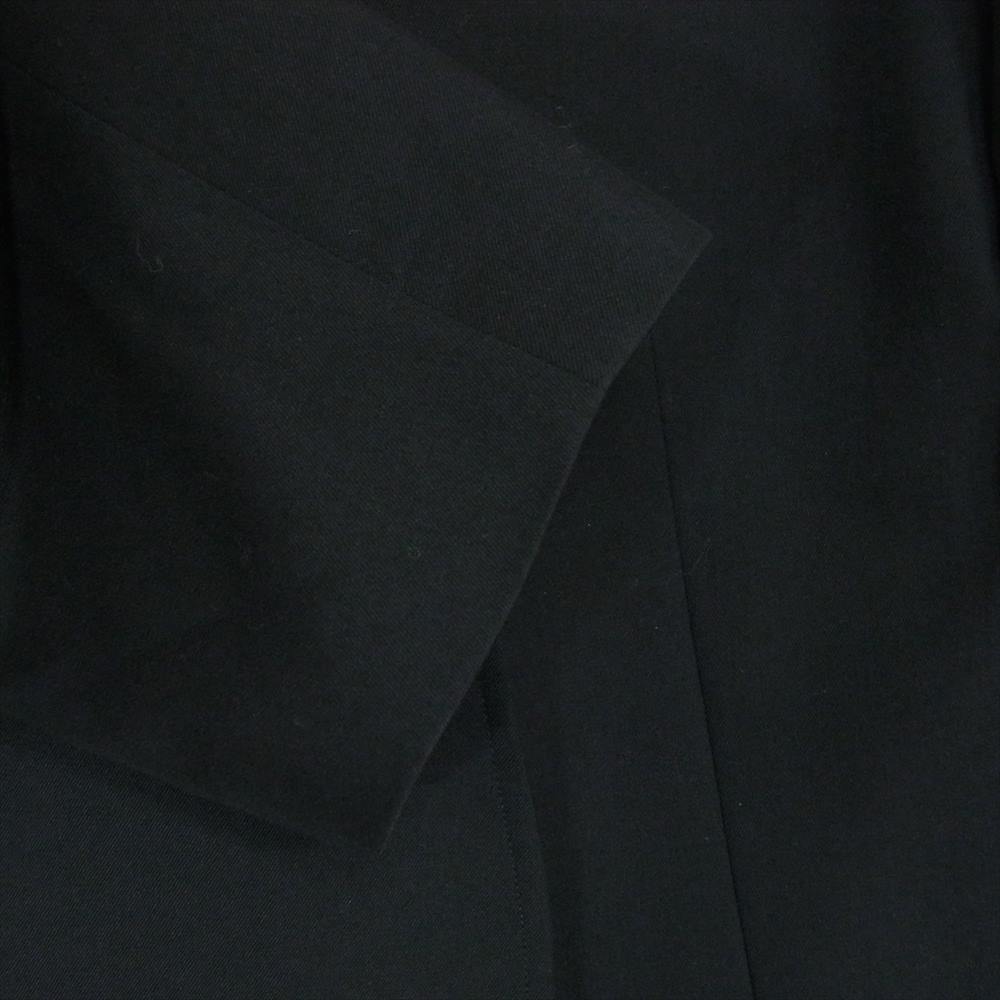約99cm身幅Yohji Yamamoto POUR HOMME ヨウジヤマモトプールオム HG-J11-100 PRODUCE プロデュース 100番ウールギャバジン シワギャバ ノーカラー ロングJKT ジャケット コート ブラック系 3【美品】