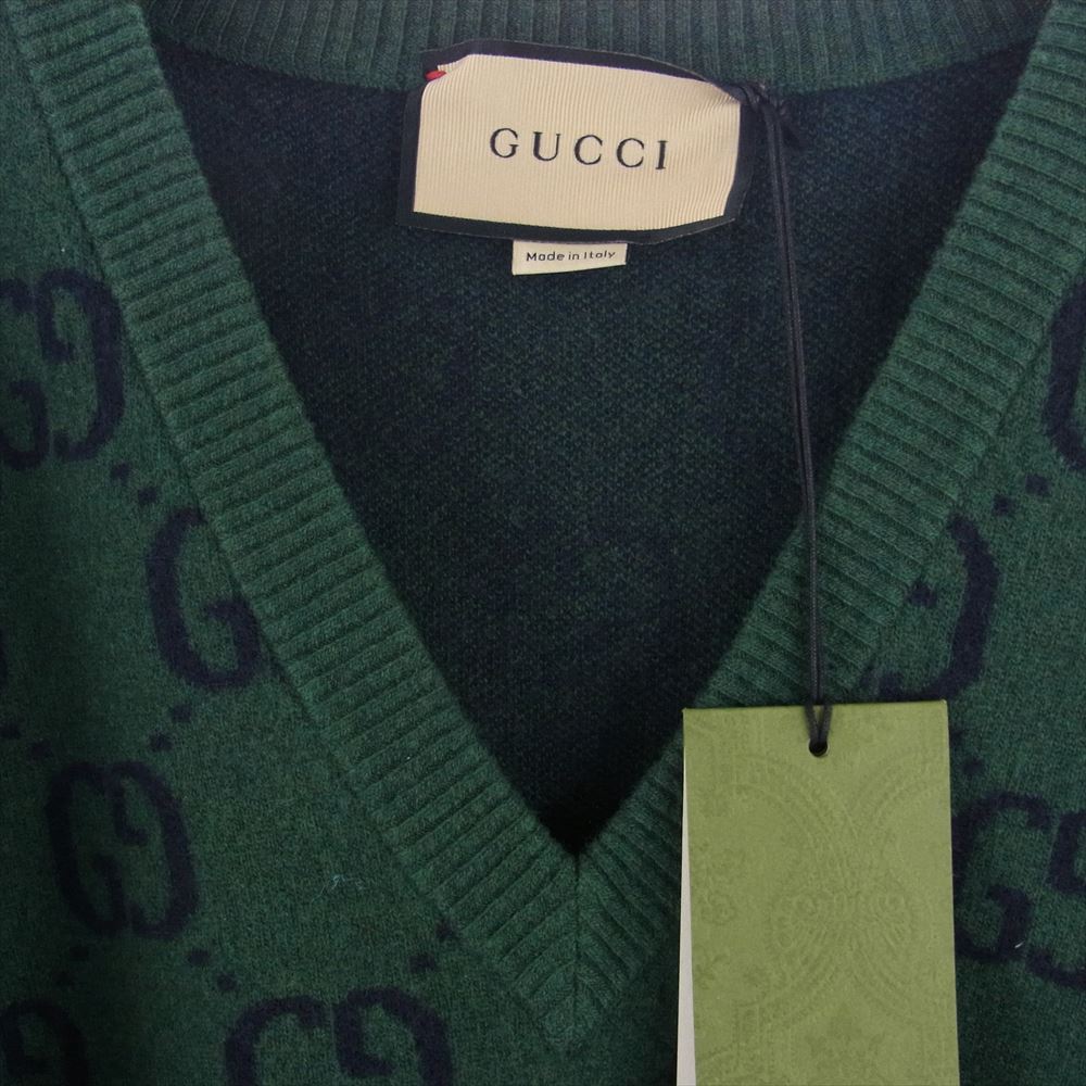 GUCCI グッチ ニット 678942 XKB6P GG総柄 ロゴ Vネック ニット