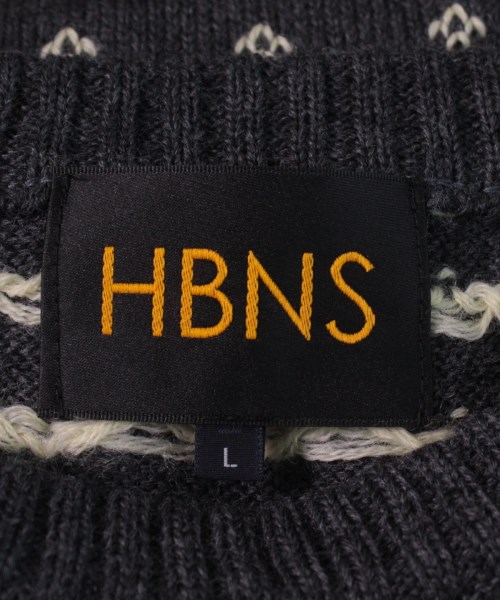 ハバノス HBNS ニット・セーター グレーx白系(総柄) L【古着】 【中古