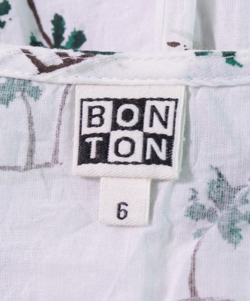 ボントン BONTON ワンピース（その他） 白x緑x茶(総柄) 6【古着