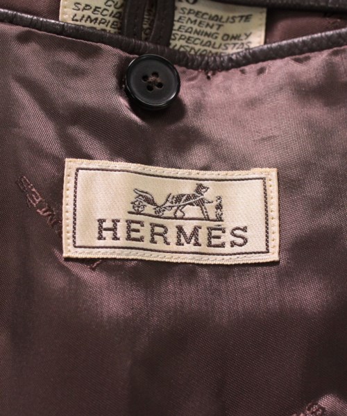 エルメス HERMES テーラードジャケット 茶 48(L位)【古着】 【中古