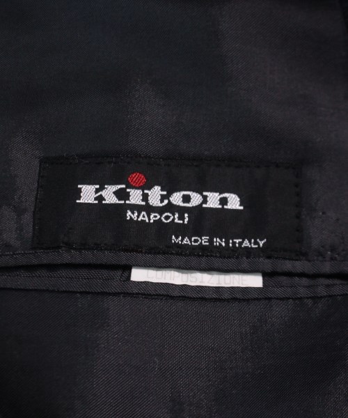 キトン Kiton テーラードジャケット 黒x紺(チェック) 50(XL位)【古着